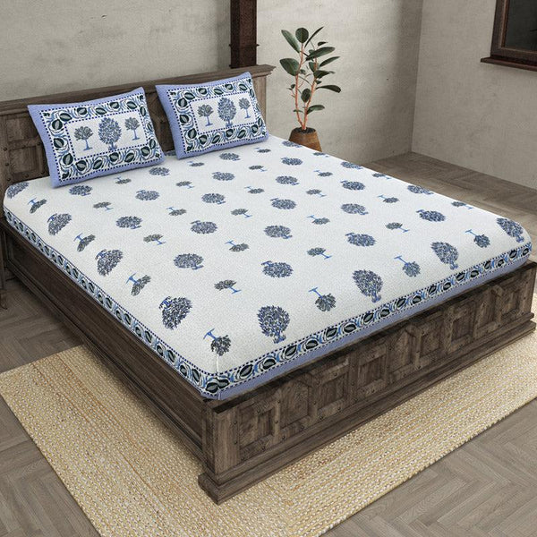 Buy Yaamin Printed Bedsheet - Blue Bedsheets from Vaaree