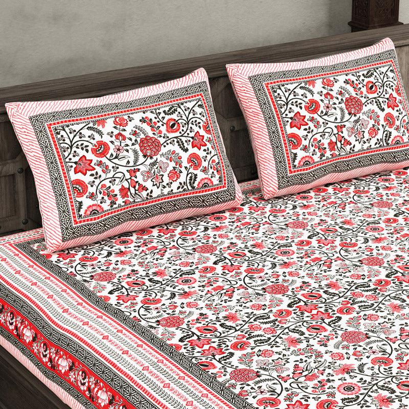 Buy Jaavi Printed Bedsheet - Red Bedsheets from Vaaree