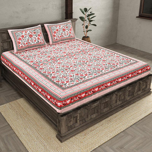 Buy Jaavi Printed Bedsheet - Red Bedsheets from Vaaree