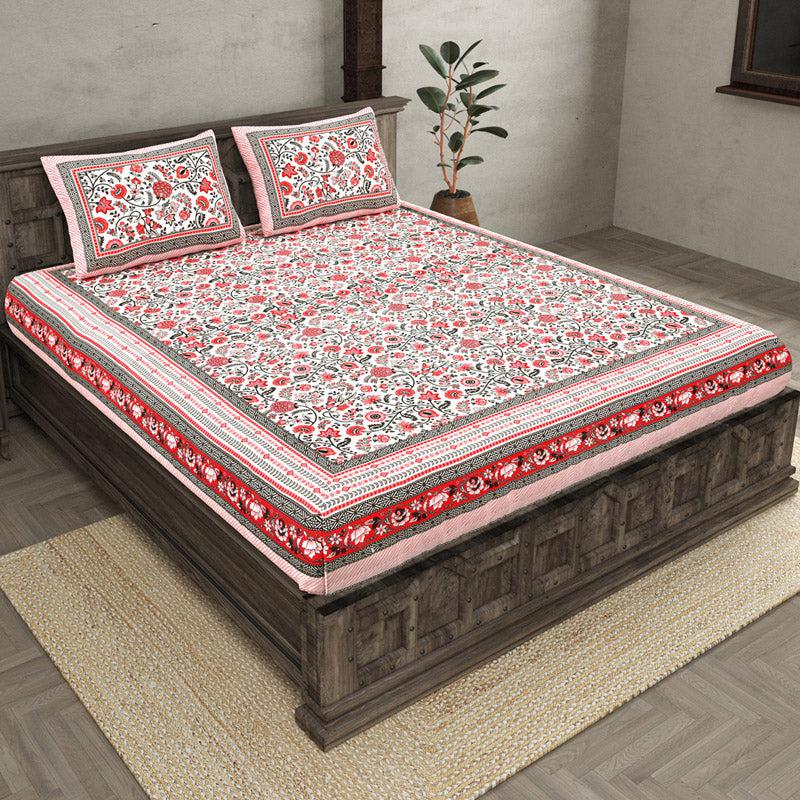 Buy Jaavi Printed Bedsheet - Red Bedsheets from Vaaree