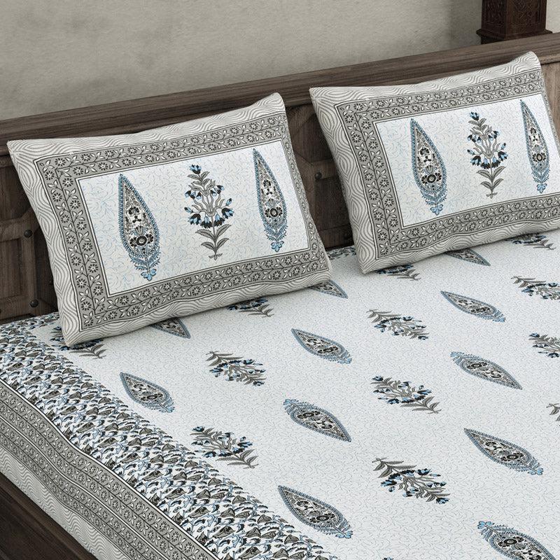 Buy Kumari Ethnic Printed Bedsheet - Grey Bedsheets from Vaaree