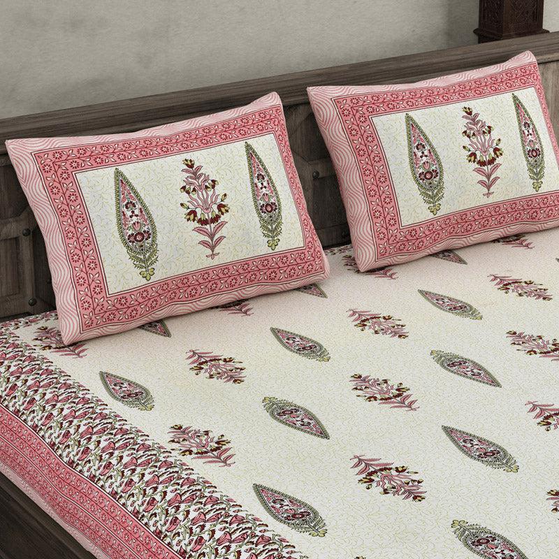 Buy Kumari Ethnic Printed Bedsheet - Pink Bedsheets from Vaaree