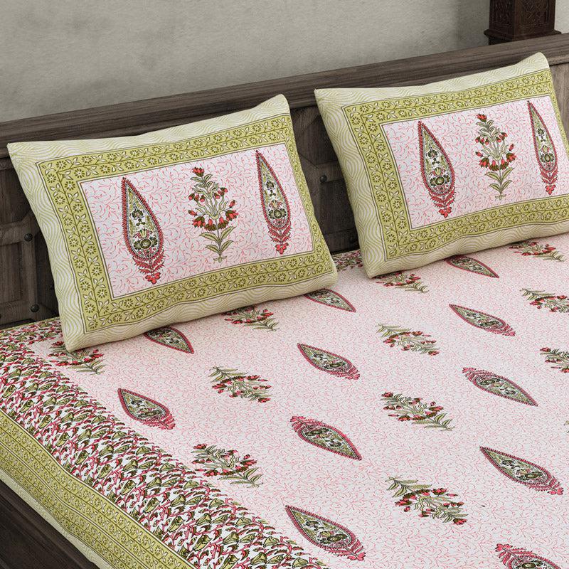 Buy Kumari Ethnic Printed Bedsheet - Green Bedsheets from Vaaree