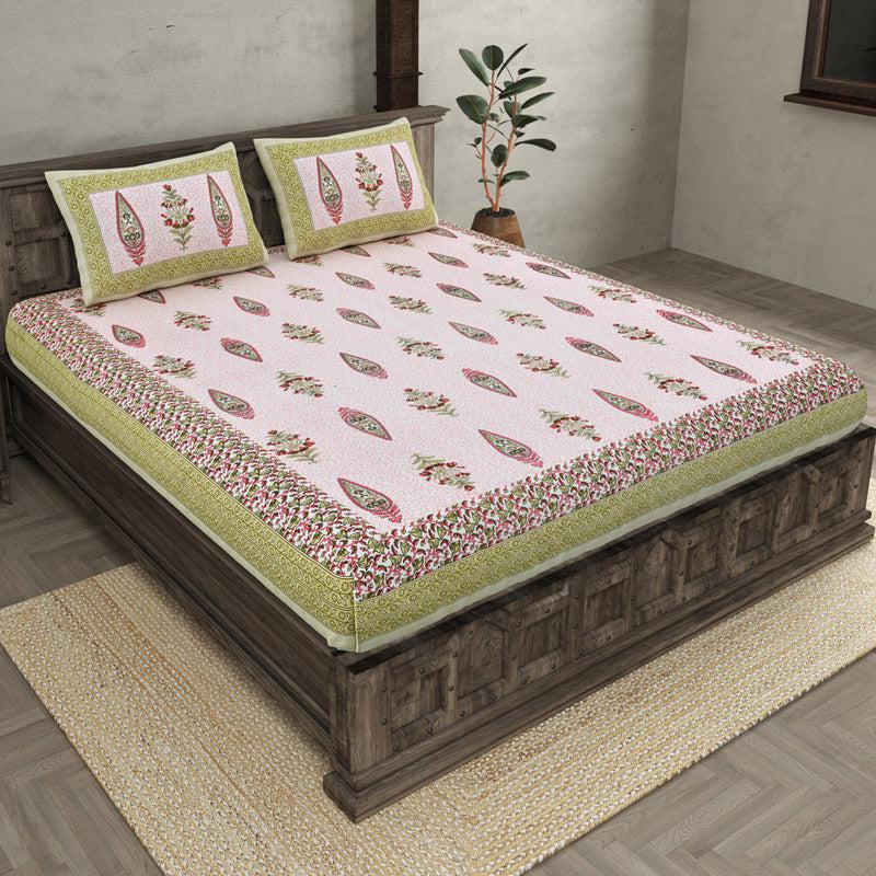 Buy Kumari Ethnic Printed Bedsheet - Green Bedsheets from Vaaree