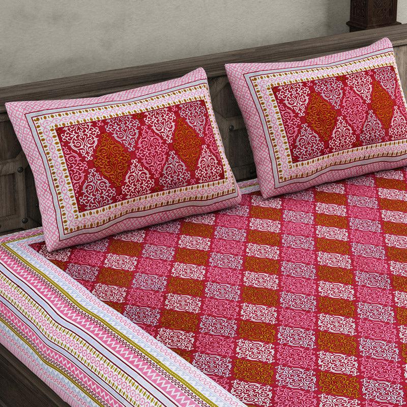 Buy Madhuraa Printed Bedsheet - Pink Bedsheets from Vaaree