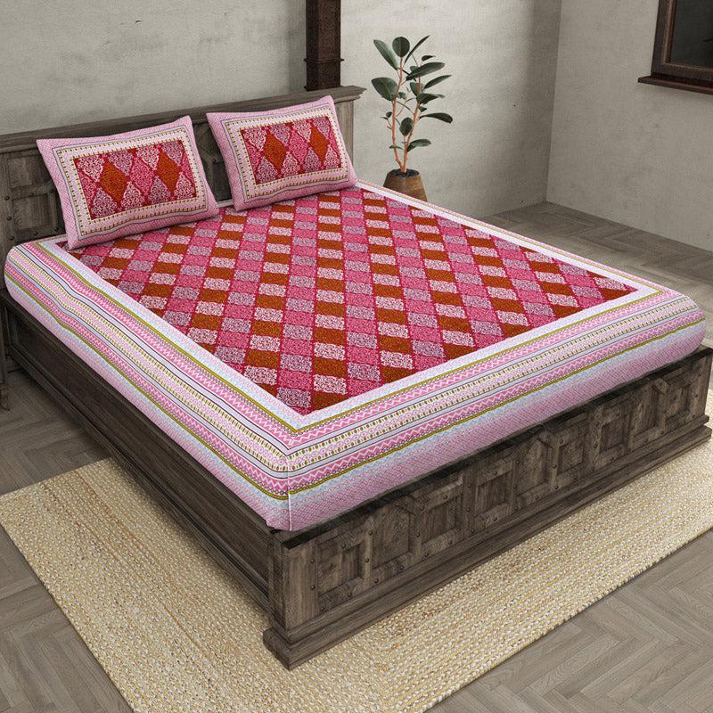 Buy Madhuraa Printed Bedsheet - Pink Bedsheets from Vaaree