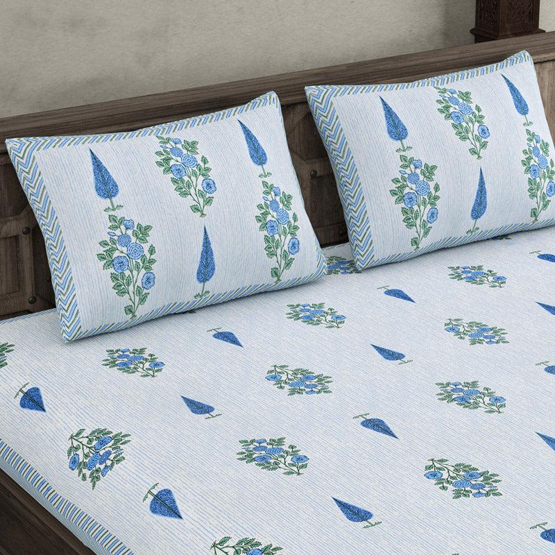 Buy Sumeena Printed Bedsheet - Blue Bedsheets from Vaaree