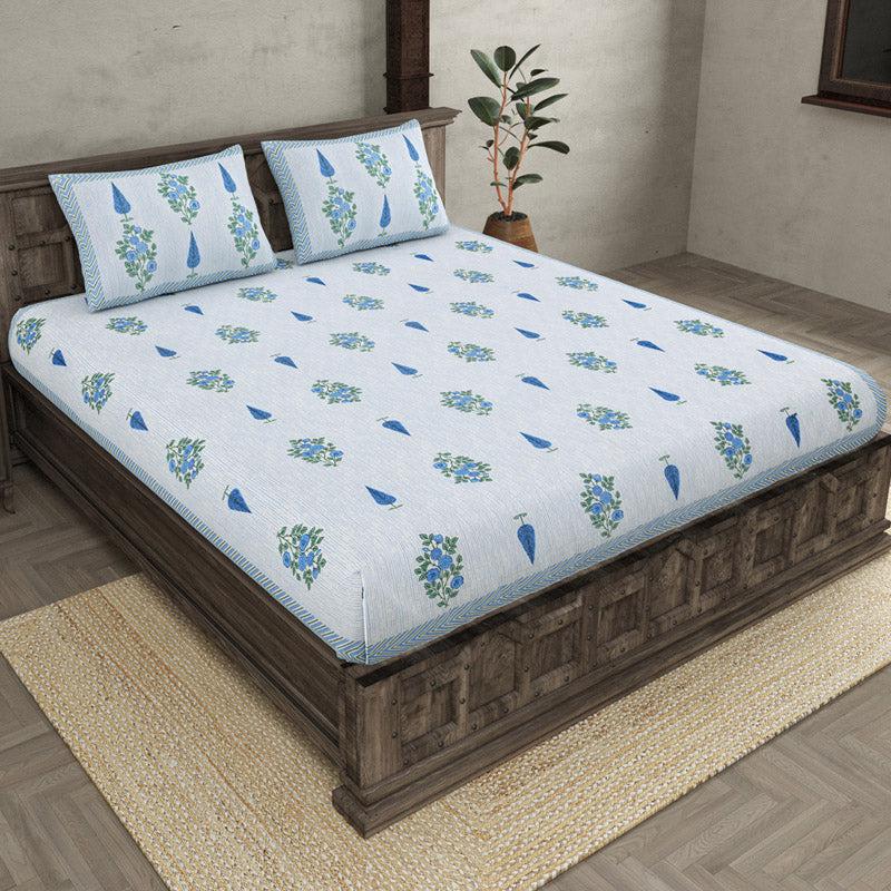 Buy Sumeena Printed Bedsheet - Blue Bedsheets from Vaaree