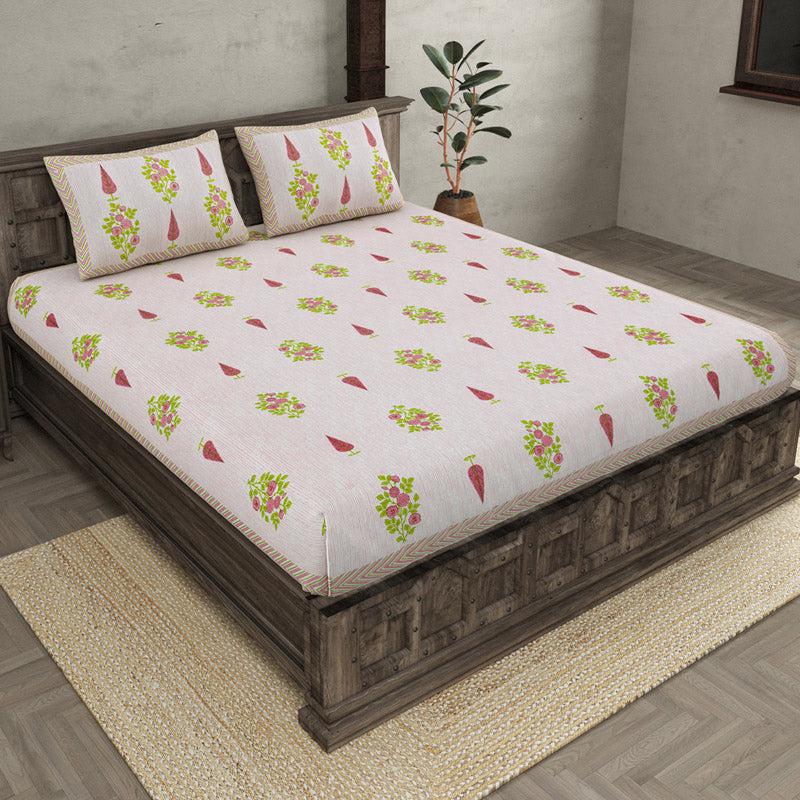 Buy Sumeena Printed Bedsheet - Beige Bedsheets from Vaaree