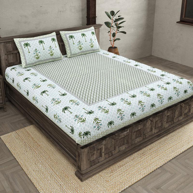 Buy Timira Printed Bedsheet - Green Bedsheets from Vaaree