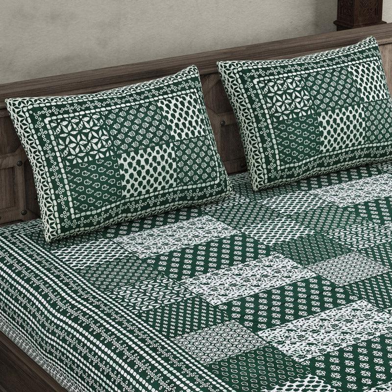 Buy Litiksha Ethnic Printed Bedsheet - Green Bedsheets from Vaaree