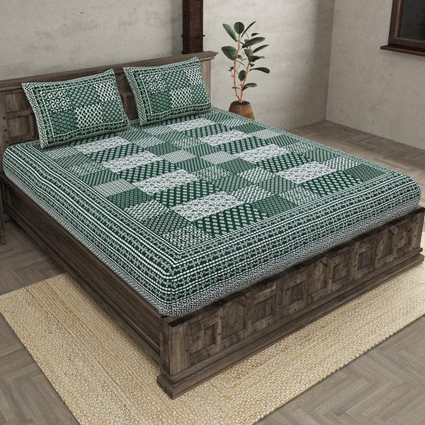 Buy Litiksha Ethnic Printed Bedsheet - Green Bedsheets from Vaaree