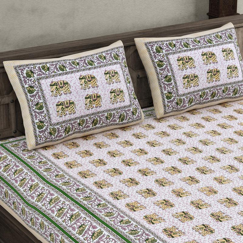 Buy Fizoun Printed Bedsheet - White & Yellow Bedsheets from Vaaree