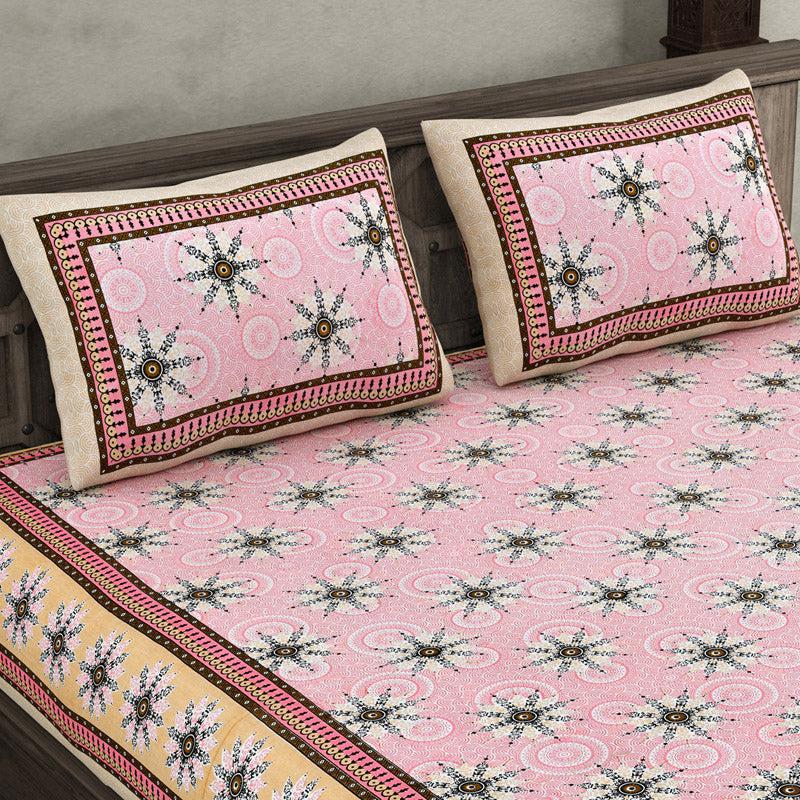 Buy Taara Ethnic Printed Bedsheet - Pink Bedsheets from Vaaree