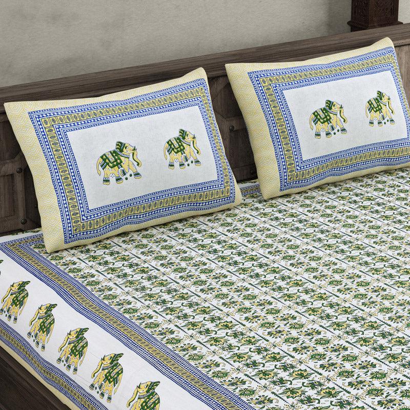 Buy Kalpika Printed Bedsheet - Green Bedsheets from Vaaree