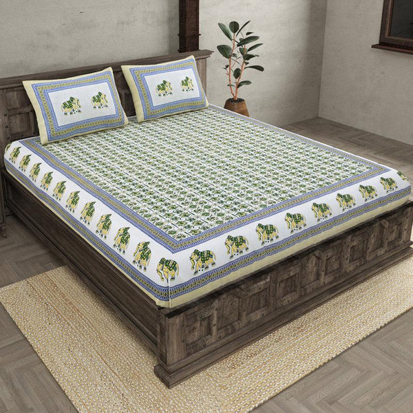 Buy Kalpika Printed Bedsheet - Green Bedsheets from Vaaree