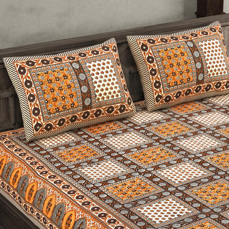 Buy Soormiya Printed Bedsheet - Orange Bedsheets from Vaaree