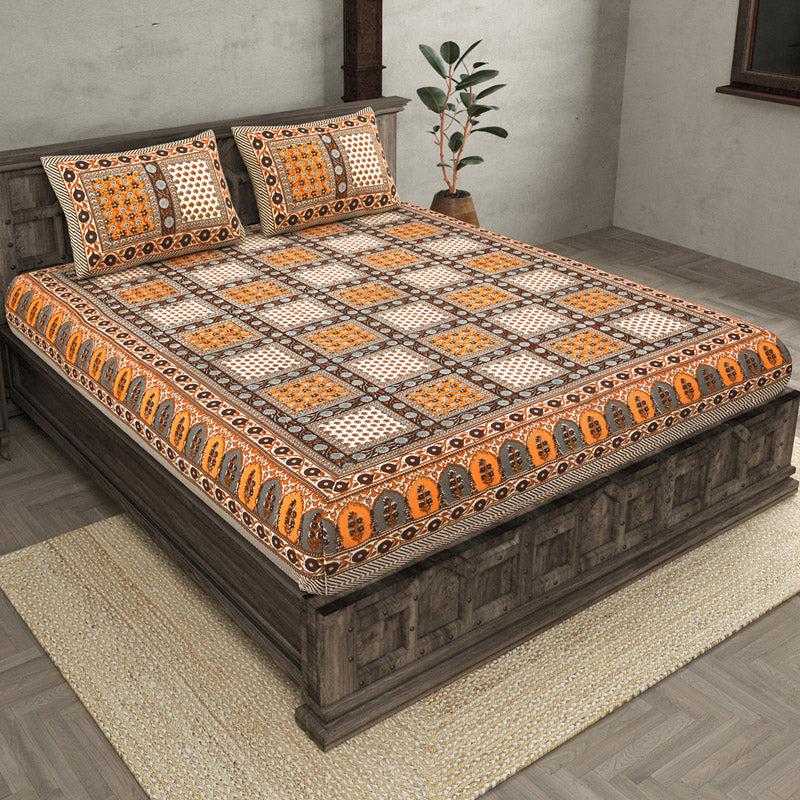 Buy Soormiya Printed Bedsheet - Orange Bedsheets from Vaaree