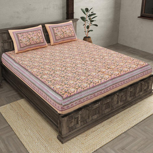 Buy Kaavika Printed Bedsheet - Peach Bedsheets from Vaaree