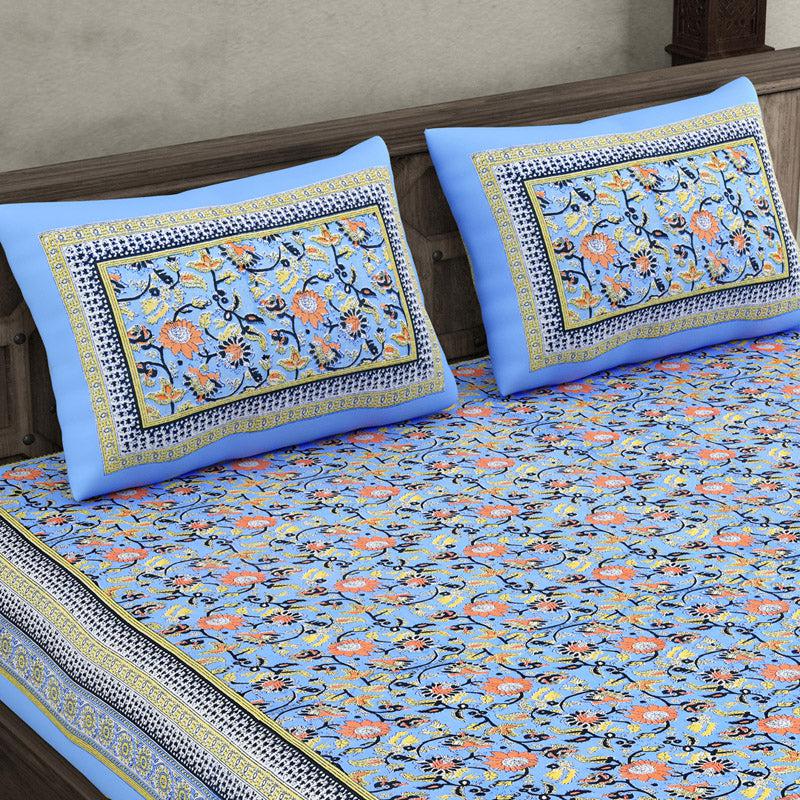 Buy Kaavika Printed Bedsheet - Blue Bedsheets from Vaaree