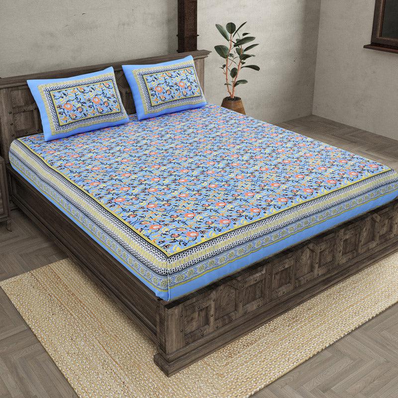 Buy Kaavika Printed Bedsheet - Blue Bedsheets from Vaaree