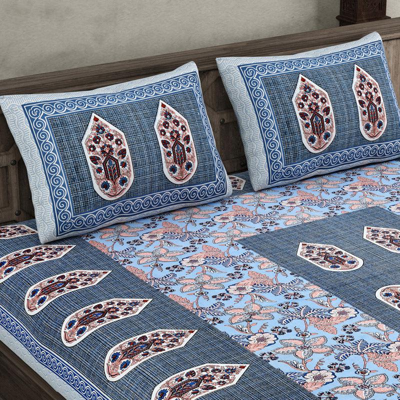 Buy Deeshakha Printed Bedsheet - Blue Bedsheets from Vaaree