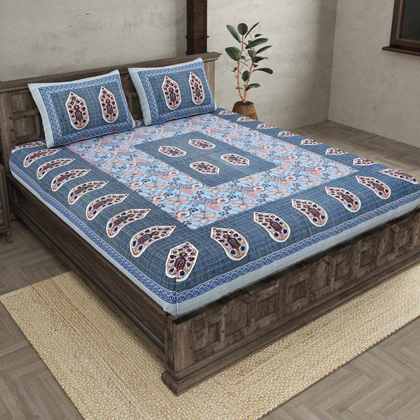 Buy Deeshakha Printed Bedsheet - Blue Bedsheets from Vaaree