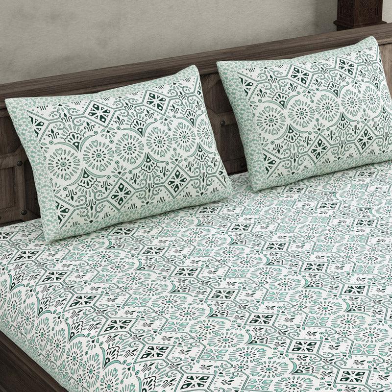 Buy Madhuprerna Printed Bedsheet - Green Bedsheets from Vaaree