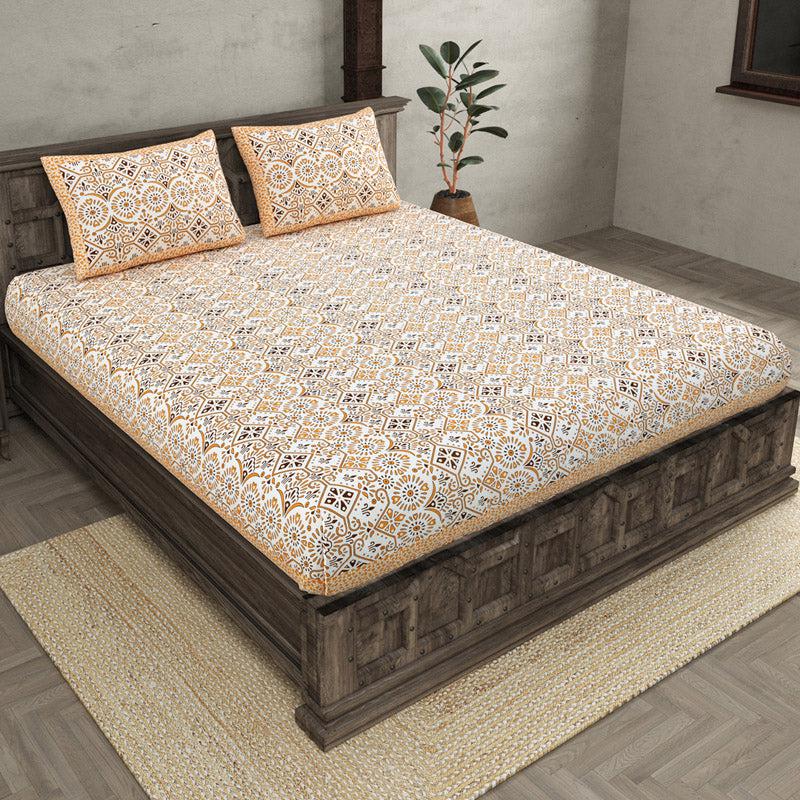 Buy Madhuprerna Printed Bedsheet - Yellow Bedsheets from Vaaree