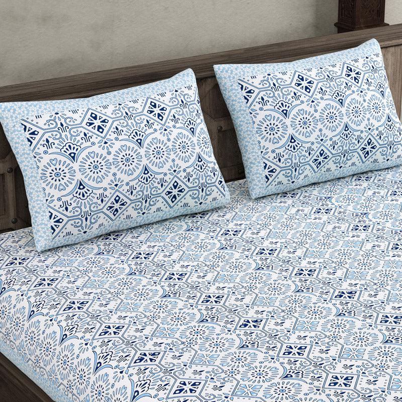 Buy Madhuprerna Printed Bedsheet - Blue Bedsheets from Vaaree