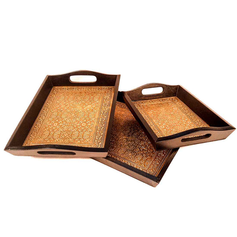 Buy Duvara Brass Tray - Set Of Three Serving Tray from Vaaree