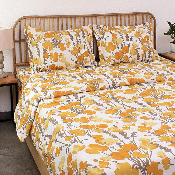 Buy Himalayan Poppie Duvet Cover - Yellow Duvet Covers from Vaaree