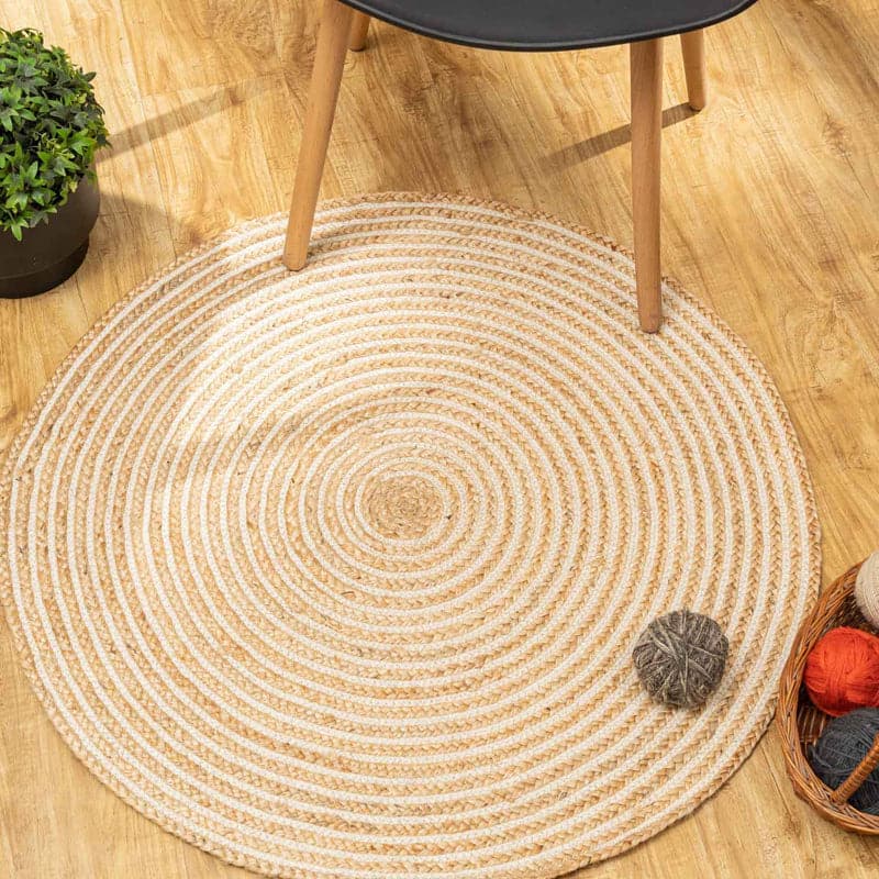 Buy Evara Spiral Natural Fiber Braided Rug - Beige Rugs from Vaaree