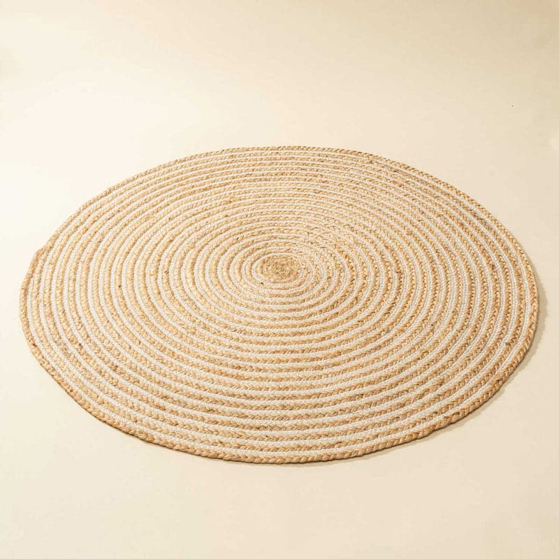 Buy Evara Spiral Natural Fiber Braided Rug - Beige Rugs from Vaaree