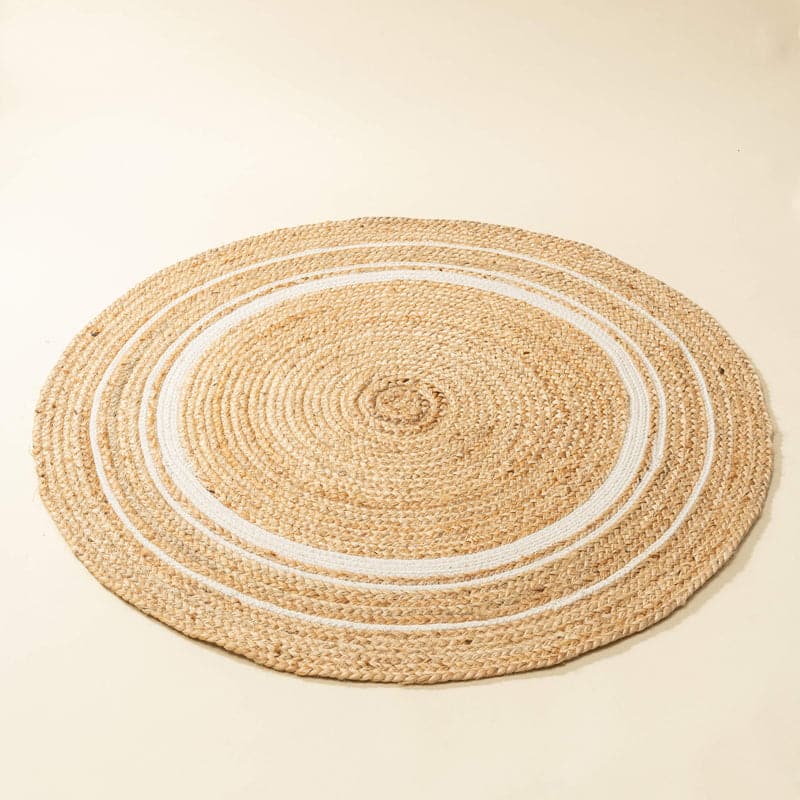 Buy Evara Ryna Natural Fiber Braided Rug - Beige & White Rugs from Vaaree