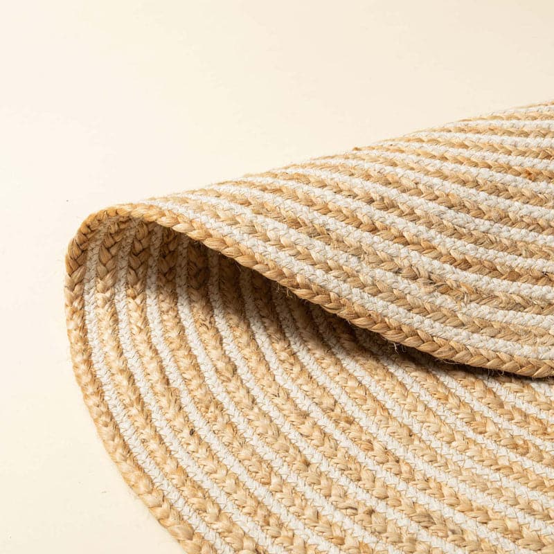 Buy Evara Spiral Natural Fiber Braided Rug - Beige Rugs from Vaaree