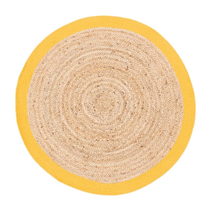 Buy Evana Natural Fiber Braided Rug - Beige & Yellow Rugs from Vaaree