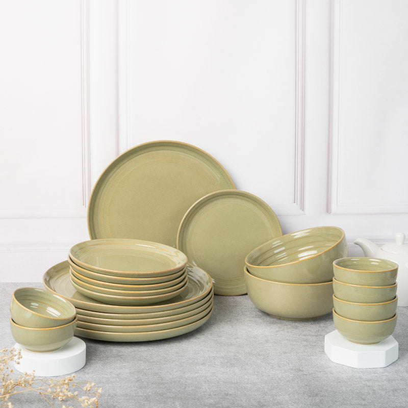 Buy Estia Dining Set (Olive Green) - Twenty Piece Set Dinner Set from Vaaree