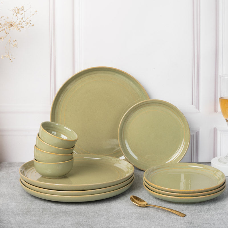 Buy Estia Dinner Set (Olive Green) - Twelve Piece Set Dinner Set from Vaaree