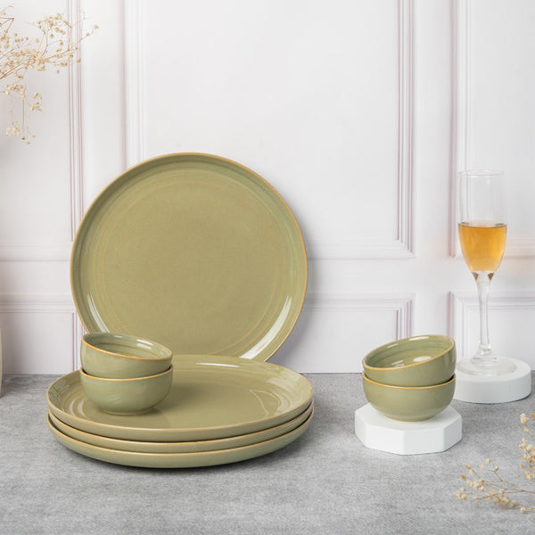 Buy Estia Dinner Set (Olive Green) - Eight Piece Set Dinner Set from Vaaree