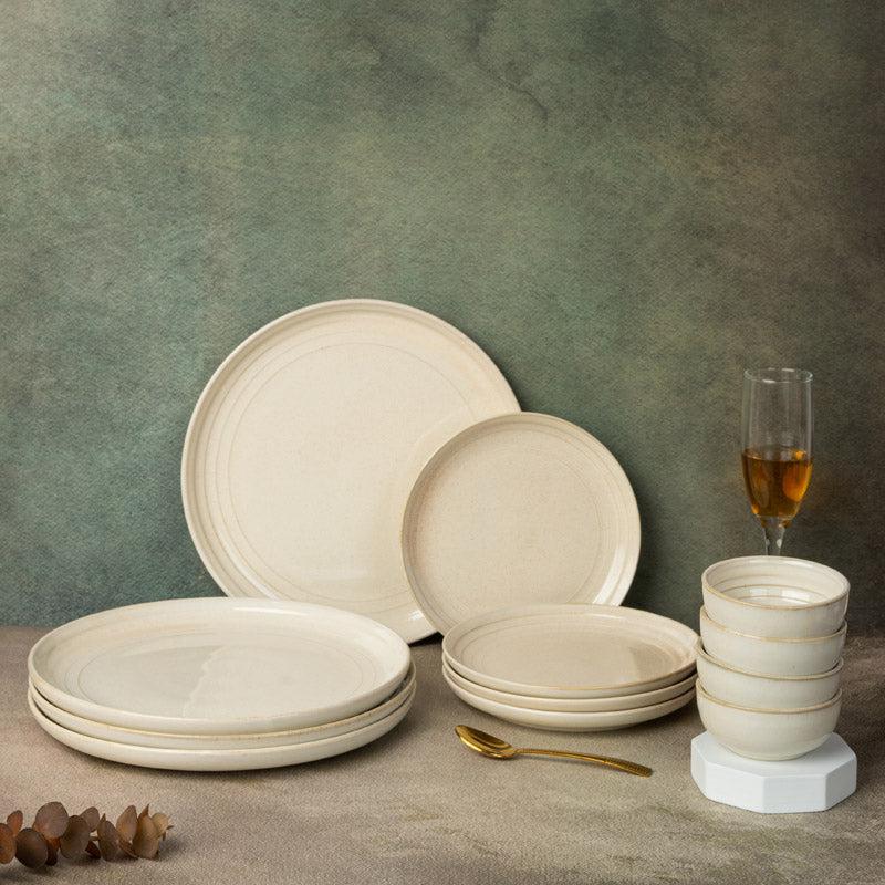 Buy Estia Dinner Set (Spanish White) - Twelve Piece Set Dinner Set from Vaaree