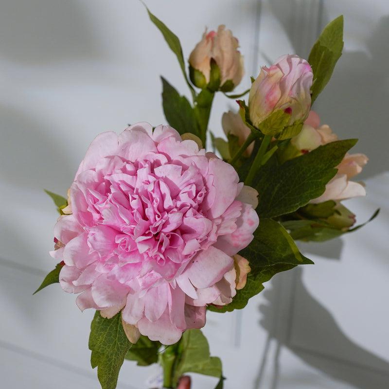 Buy Faux Peony Flower Stick (Light Pink) - 26 CM Artificial Flowers from Vaaree