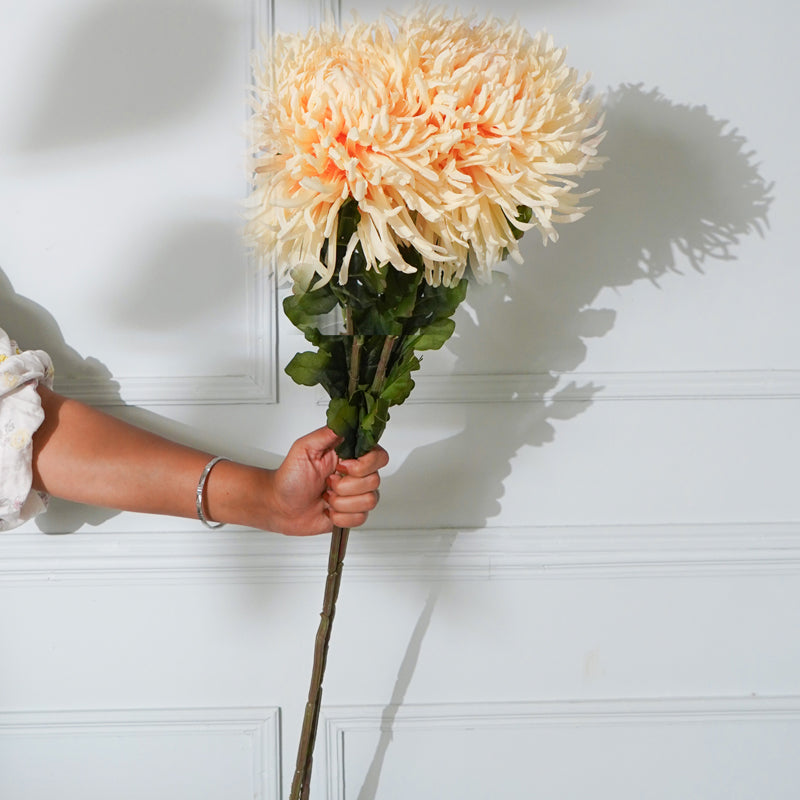 Buy Faux Cream Chrysanthemum Flower Stick (32 CM) - Set Of Two Artificial Flowers from Vaaree