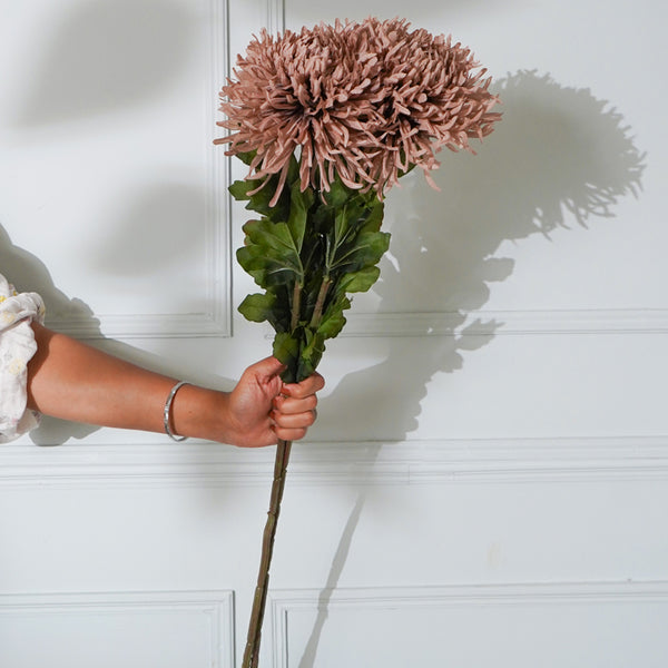 Faux Brown Chrysanthemum Flower Stick (32 CM) - Set Of Two