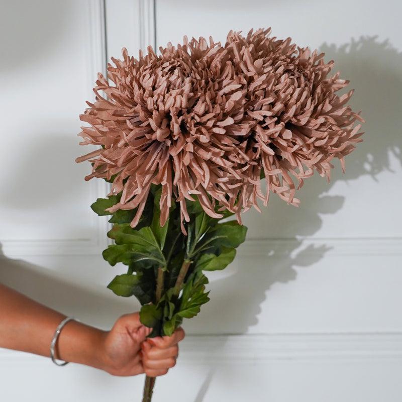 Buy Faux Brown Chrysanthemum Flower Stick (32 CM) - Set Of Two Artificial Flowers from Vaaree