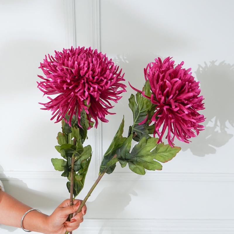 Buy Faux Red Chrysanthemum Flower Stick (32 CM) - Set Of Two Artificial Flowers from Vaaree