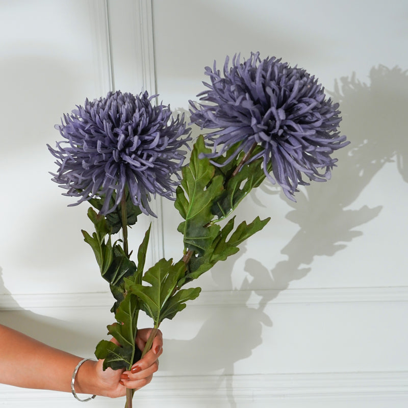 Buy Faux Blue Chrysanthemum Flower Stick (32 CM) - Set Of Two Artificial Flowers from Vaaree