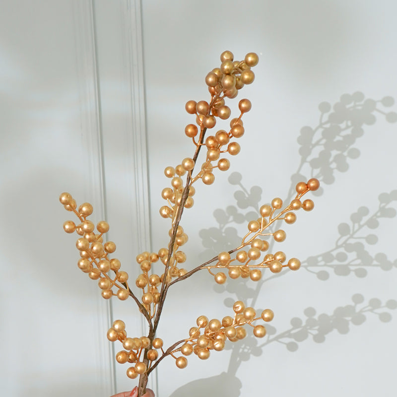 Buy Faux Cherry Blossom Flower Stick (Gold) - 32 CM Artificial Flowers from Vaaree