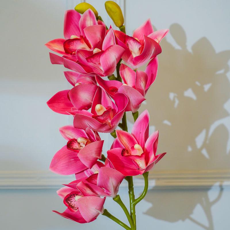 Buy Faux Cymbidium Orchid Flower Stick (Dark Pink) - 30 CM Artificial Flowers from Vaaree