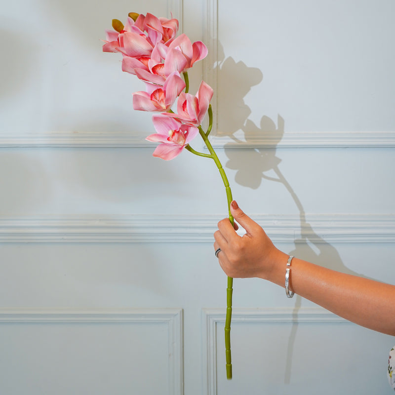 Buy Faux Cymbidium Orchid Flower Stick (Mouve) - 30 CM Artificial Flowers from Vaaree